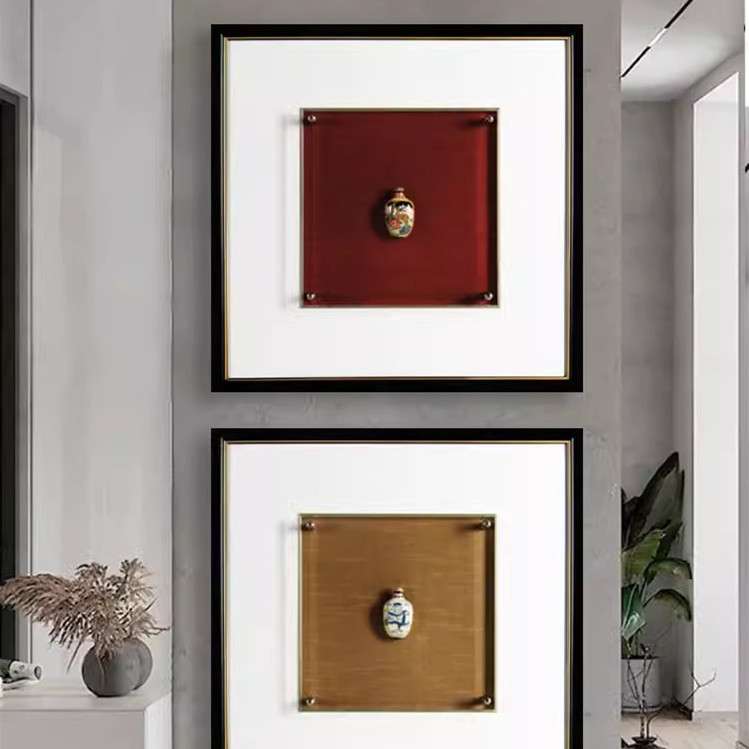 现代简约实物画立体瓶子装置艺术画样板间别墅酒店挂画卧室餐厅画