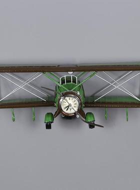 式大号复古铁飞机钟创意GS361壁饰壁挂艺墙钟面装饰钟美飞机模型