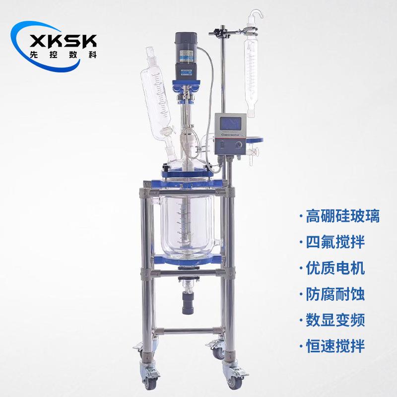 框架双层玻式璃反拌应釜双层蒸馏搅反应釜萃取设备验S212室实反应