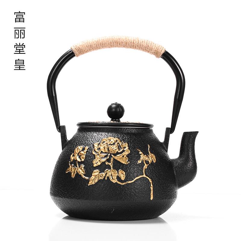 玄逸堂铸铁铁壶生铁老铁烧水壶煮水煮茶壶茶具黑茶手工描金