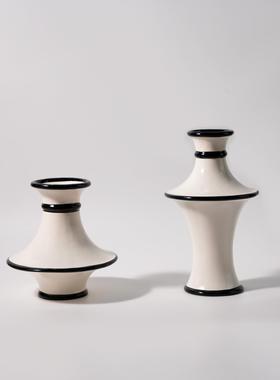 厂家直供法式陶瓷花瓶家居客厅简约线条花瓶紫色花瓶玄关摆件装饰