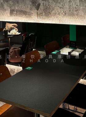 防水黑色咖啡桌下午茶午餐60cm方桌70cm80CM中古色圆桌烘焙店桌椅