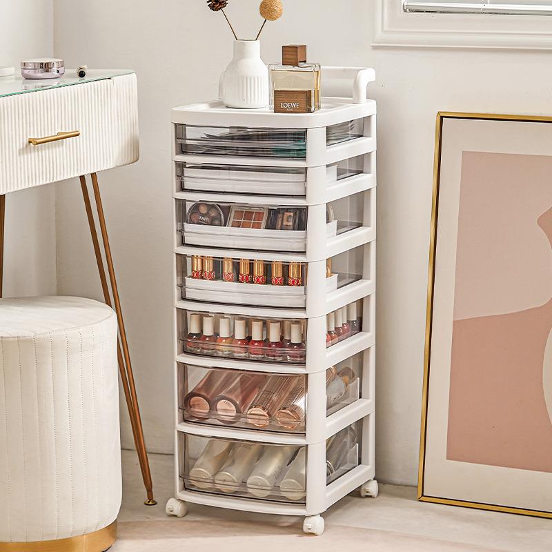 抽屉式化妆美甲收纳推车可移动美妆收纳柜桌面家用多层带轮置物架