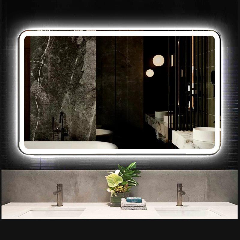 卫生间镜贴墙洗手间洗漱台led带灯智能化妆镜防雾方形壁挂浴室镜