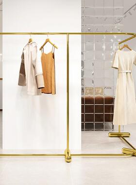 不锈钢钛金L型弧形中岛架店铺中间转角陈列架女装童装店展示货架