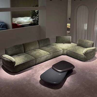 Snail蜗牛沙发雪尼面料意式极简直排大小户型靠背可移动功能沙发