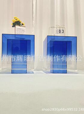 亚克力蓝色红色有机玻璃盒子，各个颜色装饰摆设悬空盒子供应