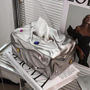 贝汉美Y2K风宝石派对陶瓷纸巾盒抽纸盒酒柜茶几客桌家居装 饰摆件