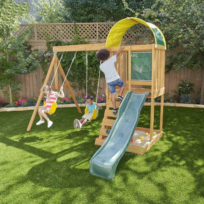 大型庭院美式幼儿园多功能山庄黄花梨木质儿童组合滑梯秋千