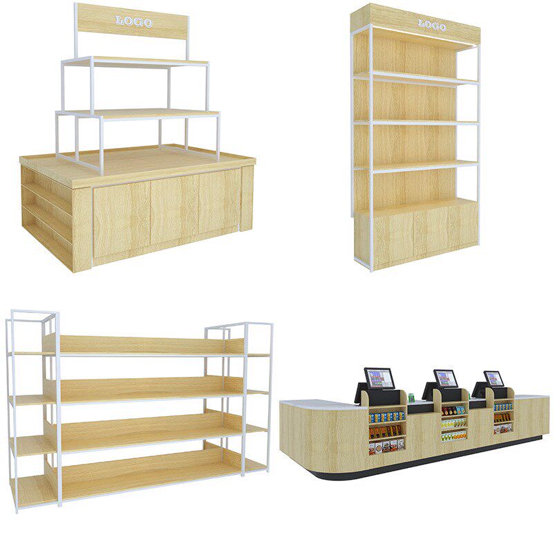栢申超市货架展示架商店小卖部精品店便利店中岛展示柜单双面组合