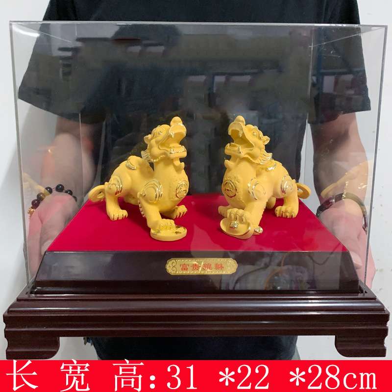 招财貔貅摆件绒沙金招财金貔貅摆件 特大沙金中式霸气办公桌摆件