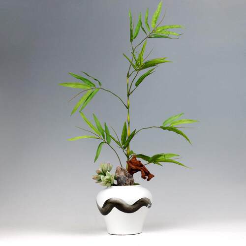 新中式家居样板房假花套装花卉客厅别墅茶具软装仿真花艺摆件植物