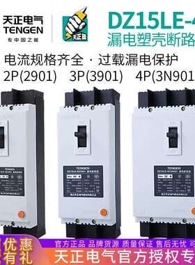 天正 DZ15LE-40/3N901塑壳漏电保护断路器2P 3P 4P空气开关32A40A