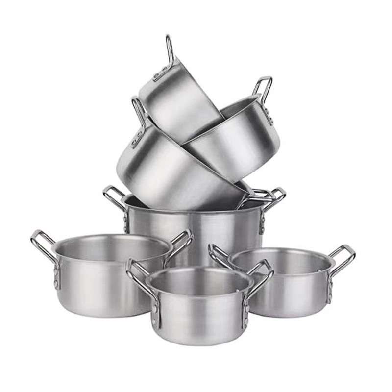 厂家 铝锅7件套锅16-28cm砂光铝汤锅组合炊具14件套铝锅套装