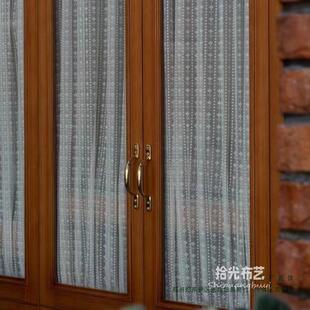 复古玻璃绷纱帘推拉移门柜门帘遮挡窗纱厨房柜子粘贴轻奢书柜窗帘