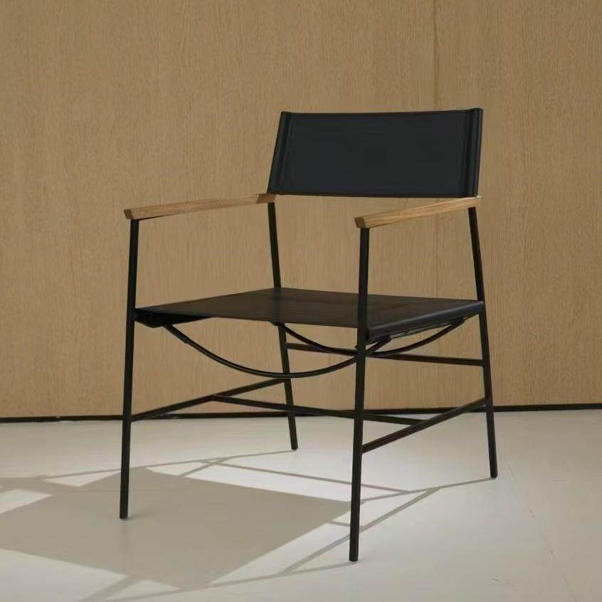 宾至椅设计师椅子客厅家用中古艺术工业风马鞍皮靠背椅极简休闲椅