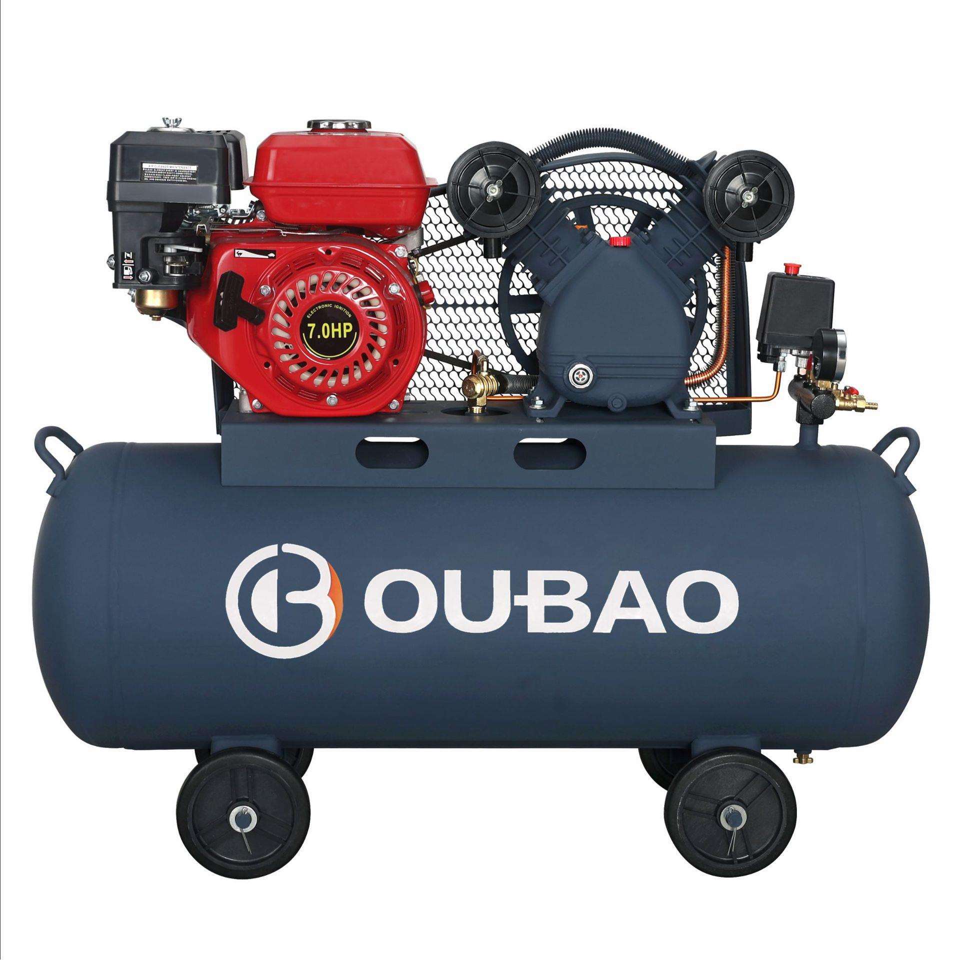 欧堡空压机汽动7.0HP100L移动式汽油机