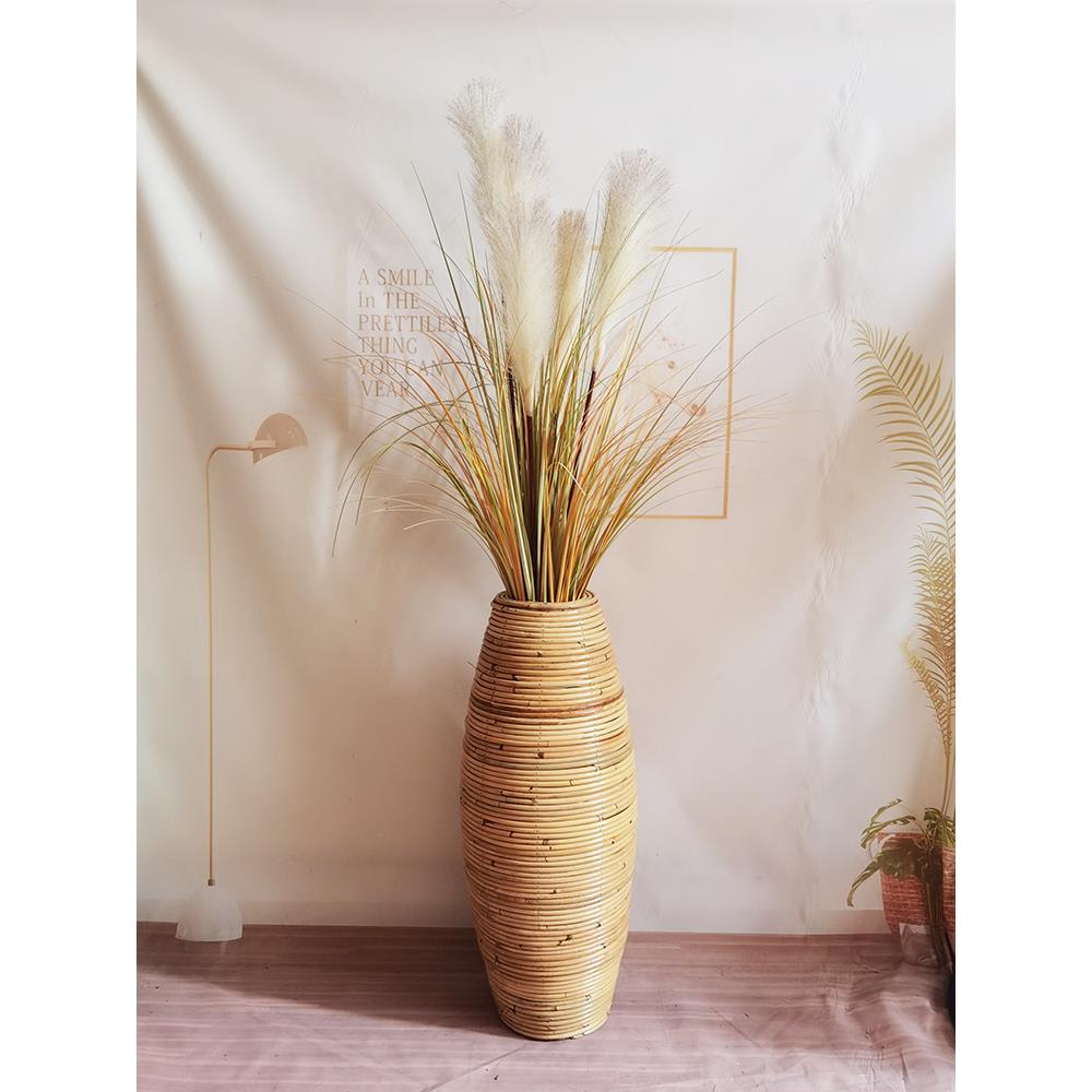 东南亚藤编落地花瓶摆件插干花绢花编织花器客厅餐厅橱窗摆设防摔