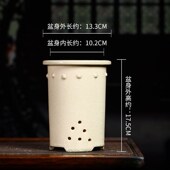 宜兴紫砂盆圆柱签筒鼓丁粗陶高温釉均釉兰花盆室内阳台透气YLH07