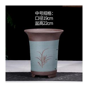 紫砂花盆兰花盆剑兰蕙兰墨兰专用盆室内高档兰草竹韵束腰盆景盆