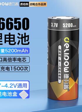 德力普(Delipow) 26650锂电池大容量5200毫安充电电池充电器套装