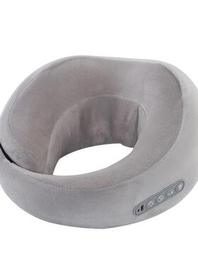 U型按摩枕颈部护颈椎按摩器仪旅行办公室睡觉斜方 灰色(2颗按摩头