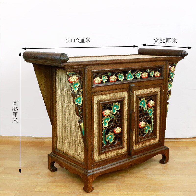 东南亚风格住宅家具泰国工艺品储物装饰柜彩绘实木竹编隔断玄关柜