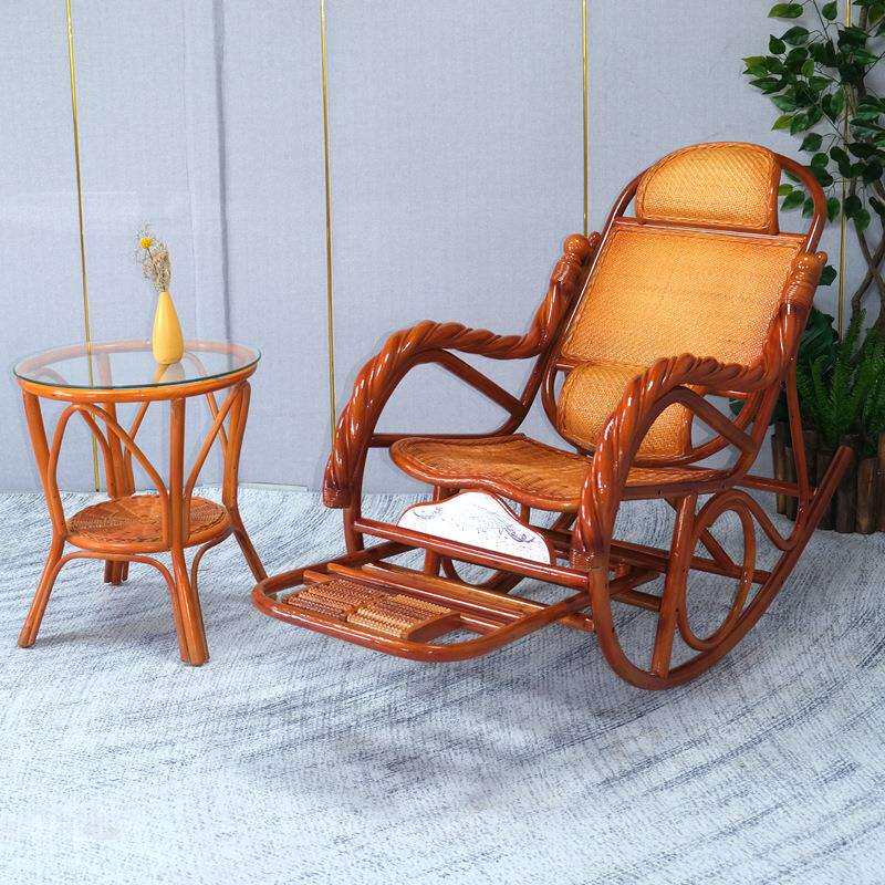藤编逍遥椅藤椅摇椅躺椅阳台家用休闲真藤摇摇椅大人老人客厅庭院