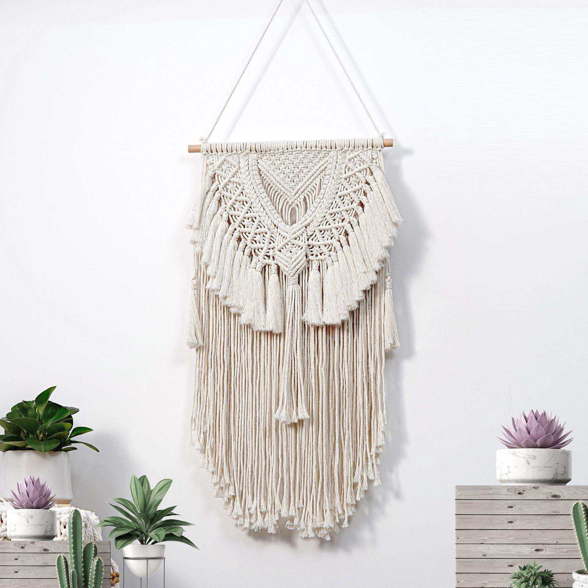 新款波西米亚手工编织挂毯壁挂创意流苏挂饰家居民宿房间墙面壁饰