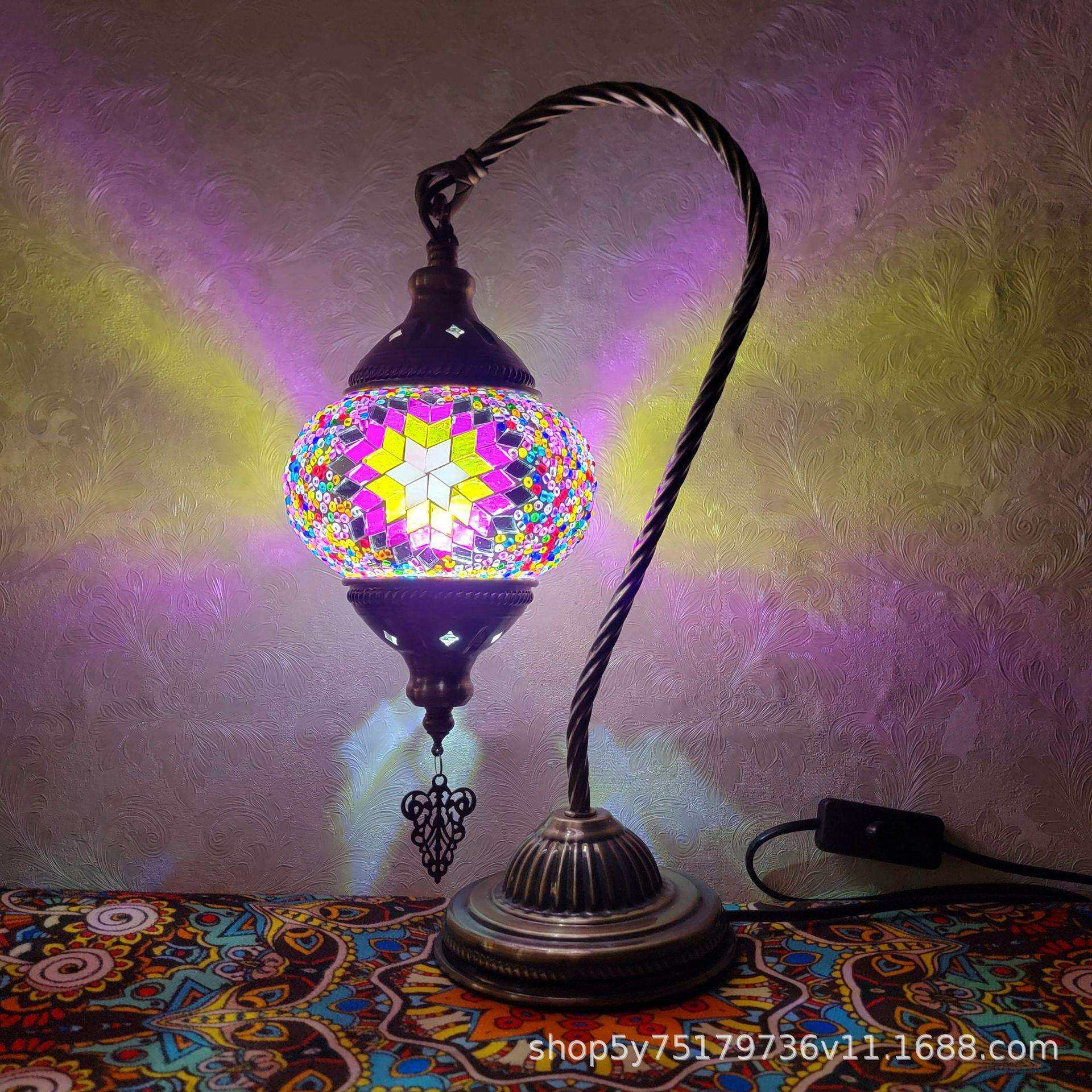 异域摩洛哥复古马赛克书房床头天鹅咖啡厅梳妆漫咖啡装饰成品台灯