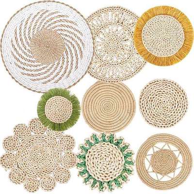 波西米亚风竹编藤编混搭墙面装饰挂件篮子家居软装套多功能草编饰