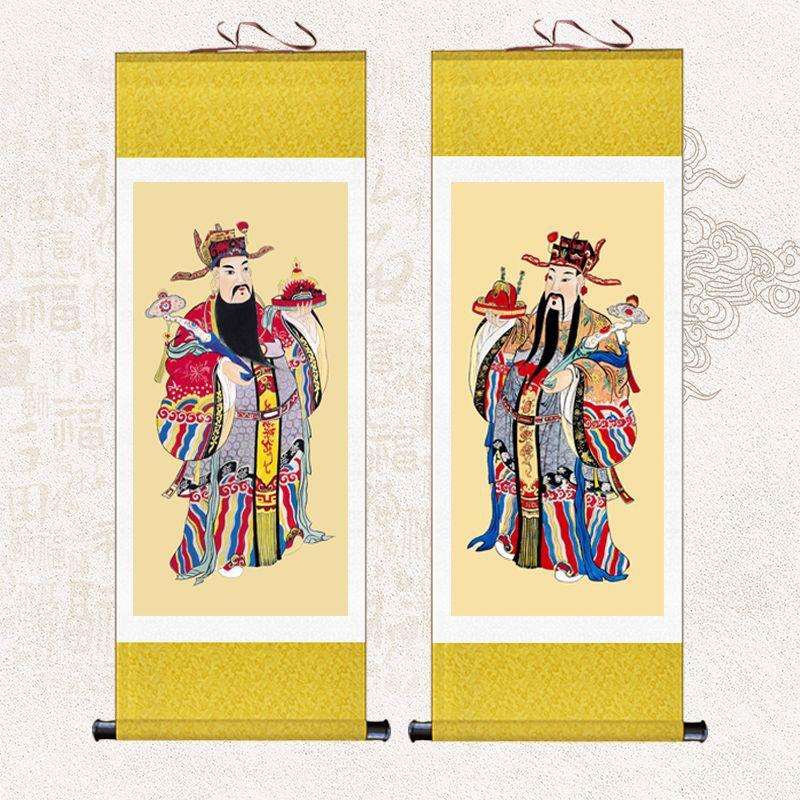 禄神画像丝绸卷轴画魁星文昌星帝君神像画挂图客厅书房玄关装饰画