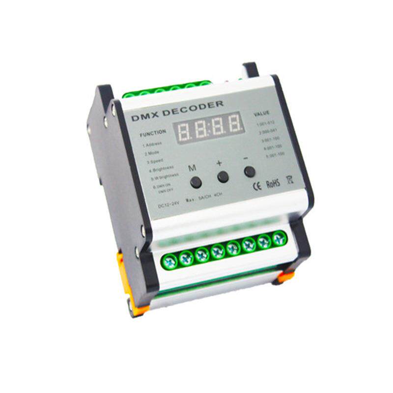 DMX512解码器 4通道数码管显示导轨式解码控制器 LED低压控制器