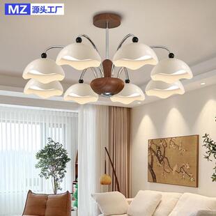 奶油中古风蛋壳客厅吊灯美式复古感2025新款法式主卧室灯具