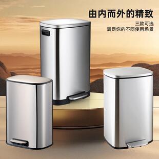 户外50升垃圾桶不锈钢脚踏式酒店客厅厨房大容量商用收纳静音
