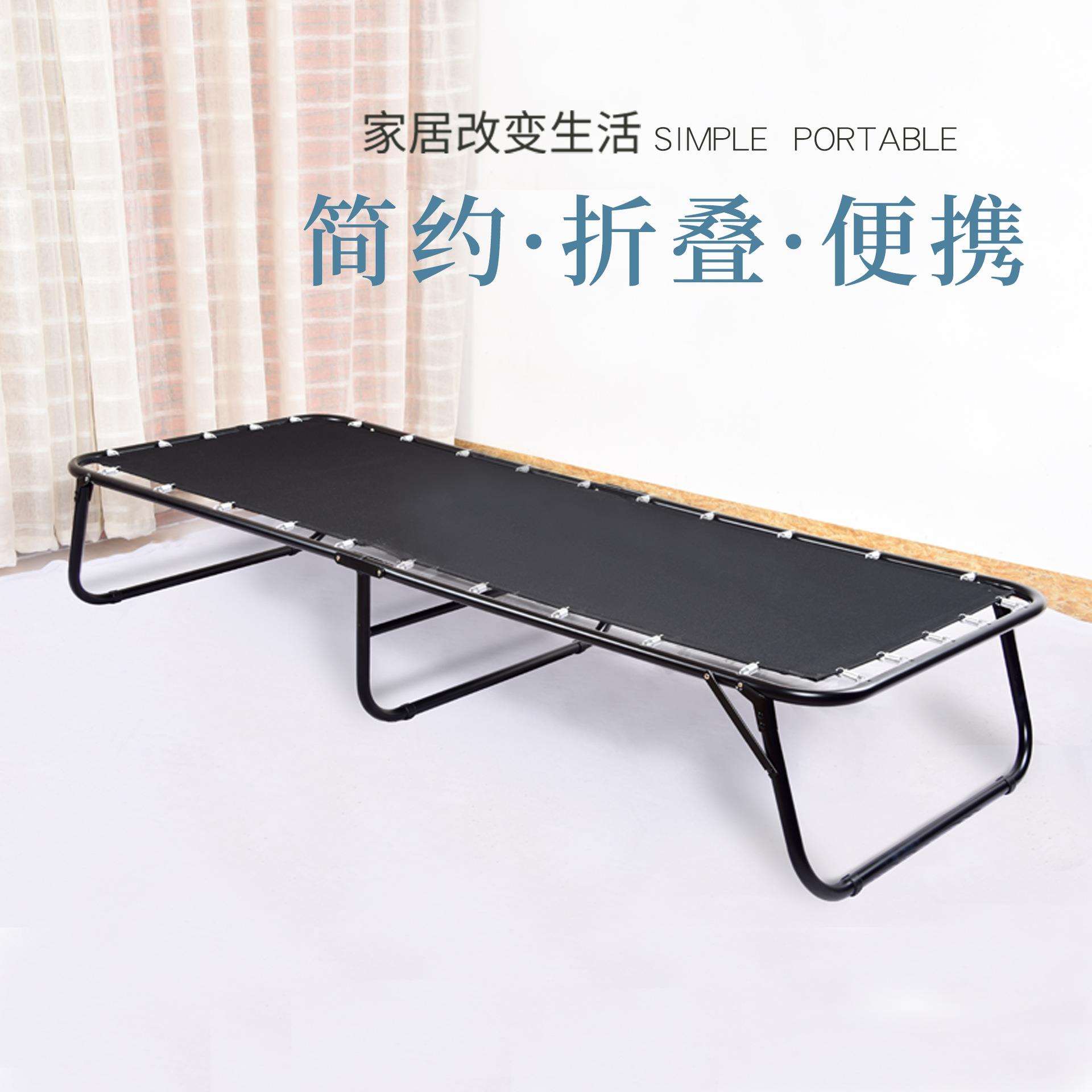 丰雅折叠床单人午休床铁艺美式床弹簧布床高档海绵加宽家用网床
