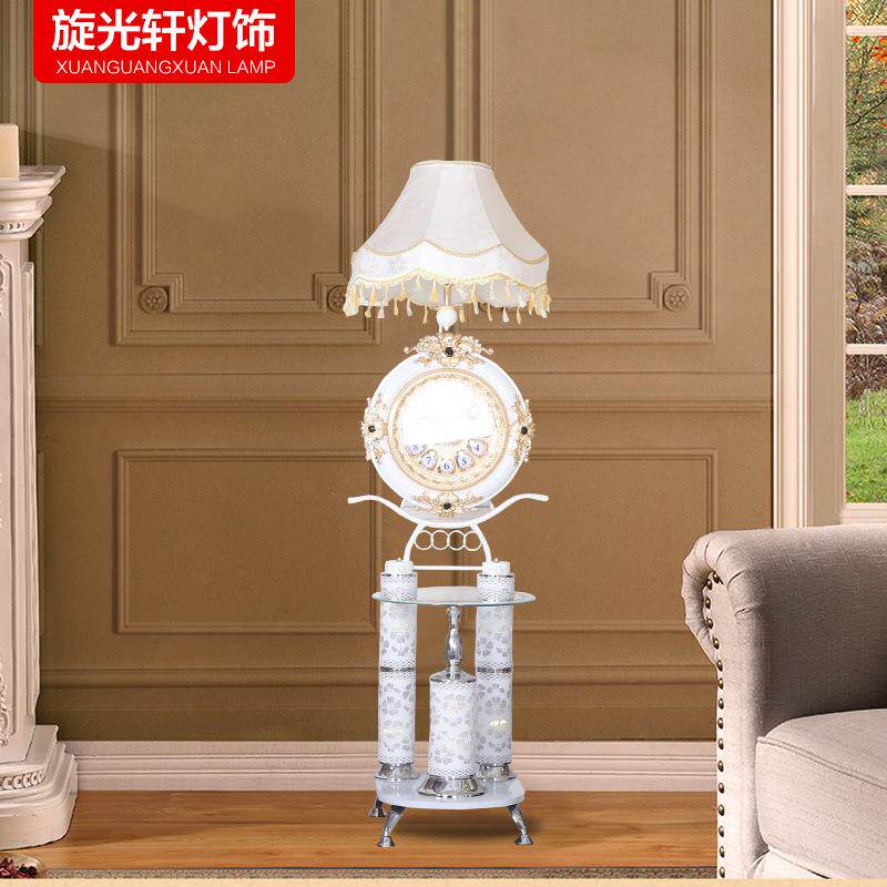 北欧布艺落地台灯 家居时尚温馨led书房落地灯卧室客厅钟表落地灯