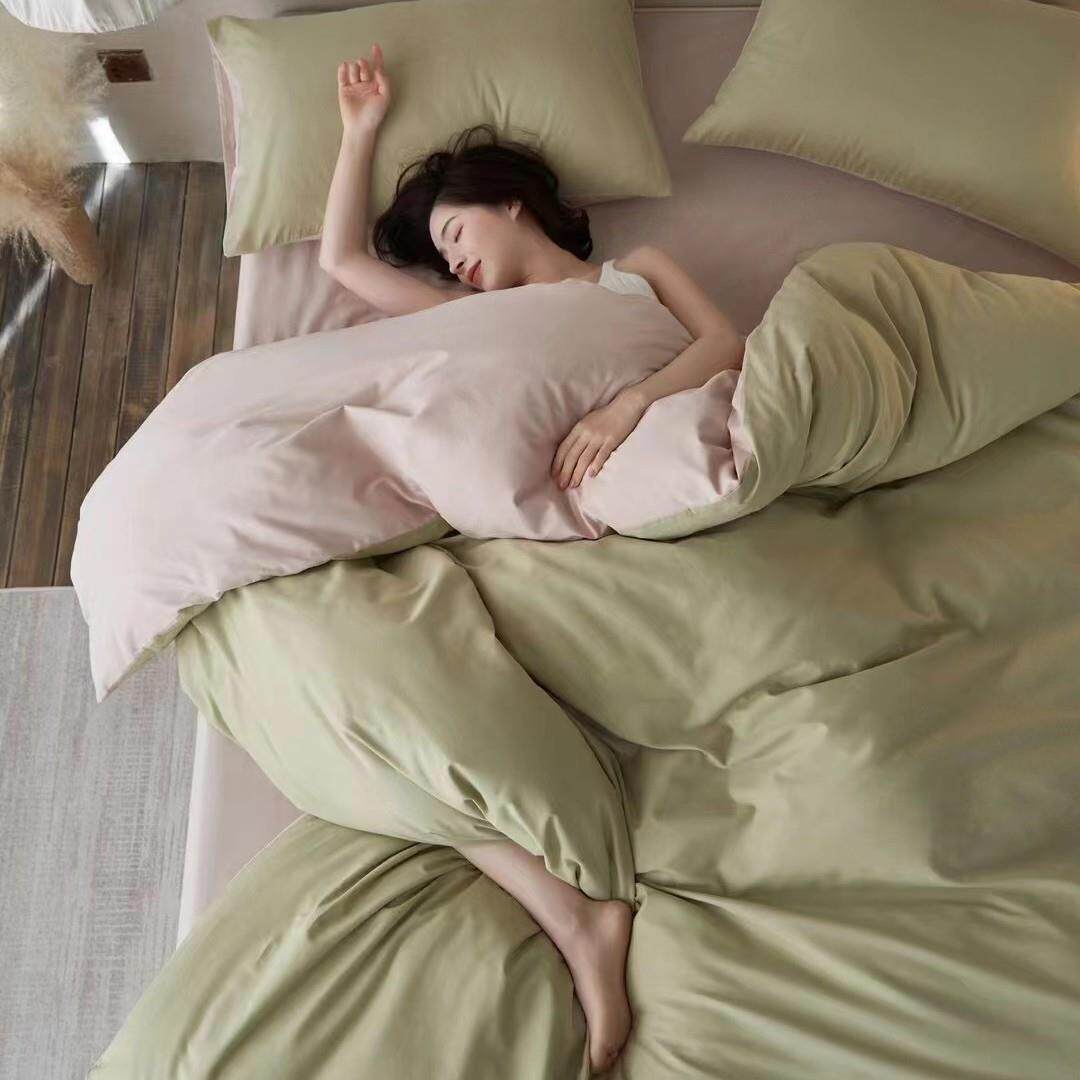 秋冬100S长绒棉全棉磨毛纯色四件套纯棉被套床单儿童宿舍套件床品