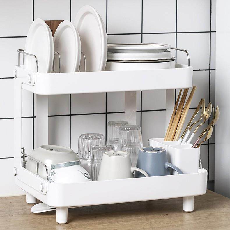 厨房碗碟架沥水架双层碗筷置物架家用小型台面碗盘餐碟日式收纳架