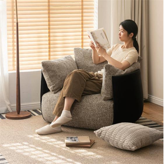 中古风布艺沙发设计师单人沙发椅北欧阳台休闲椅客厅休闲沙发躺椅