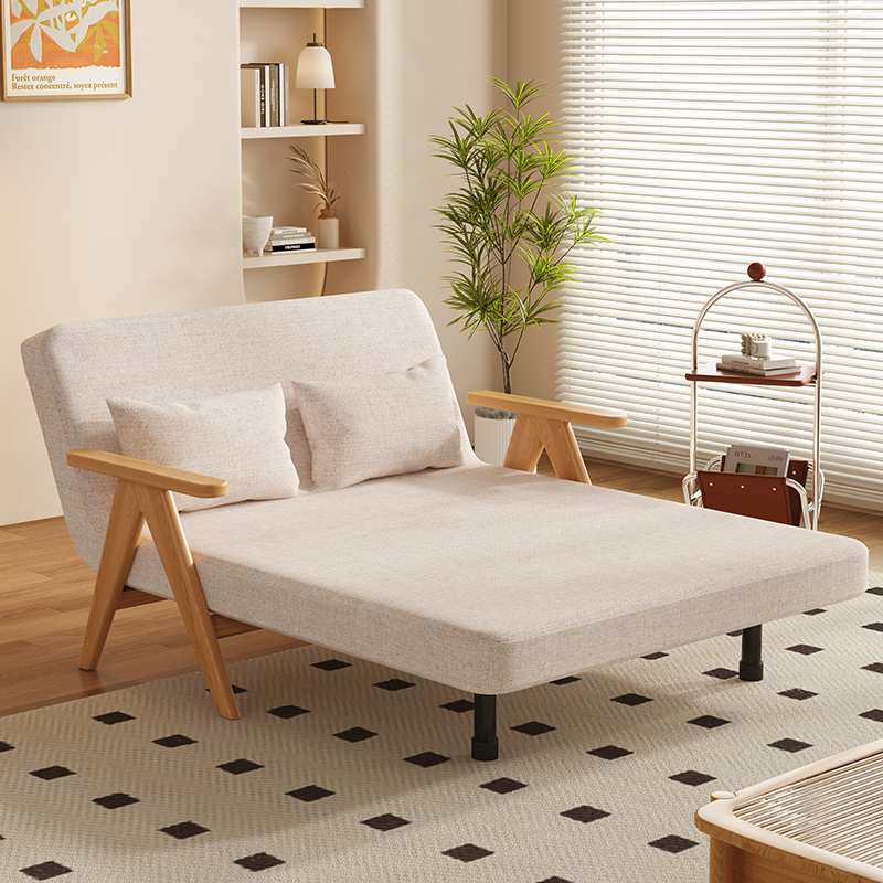 实木折叠沙发床两用客厅多功能2024新款小户型出租屋可伸缩沙