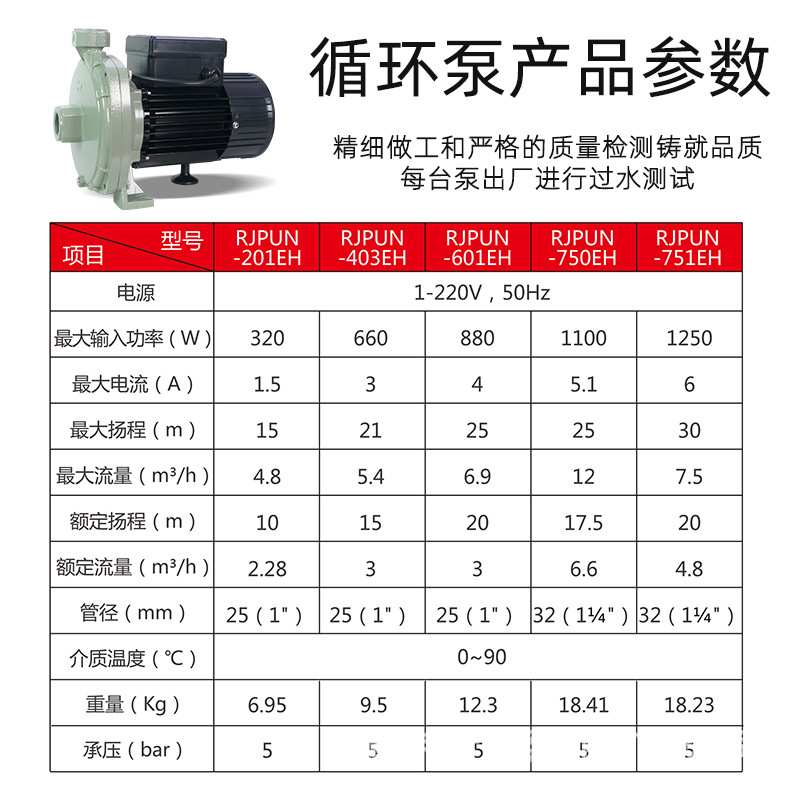 日井水泵RHEKEN空气能太阳能热水循环泵RJPUN-201 PUN-601非自动