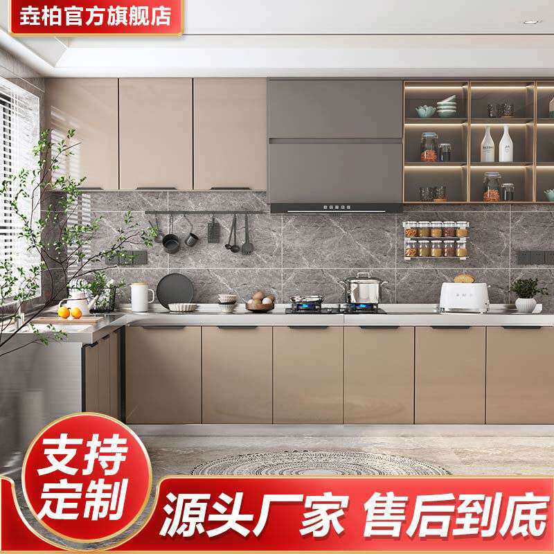不锈钢橱柜灶台柜简易组装经济租房储物柜水槽柜碗柜家用厨房橱柜