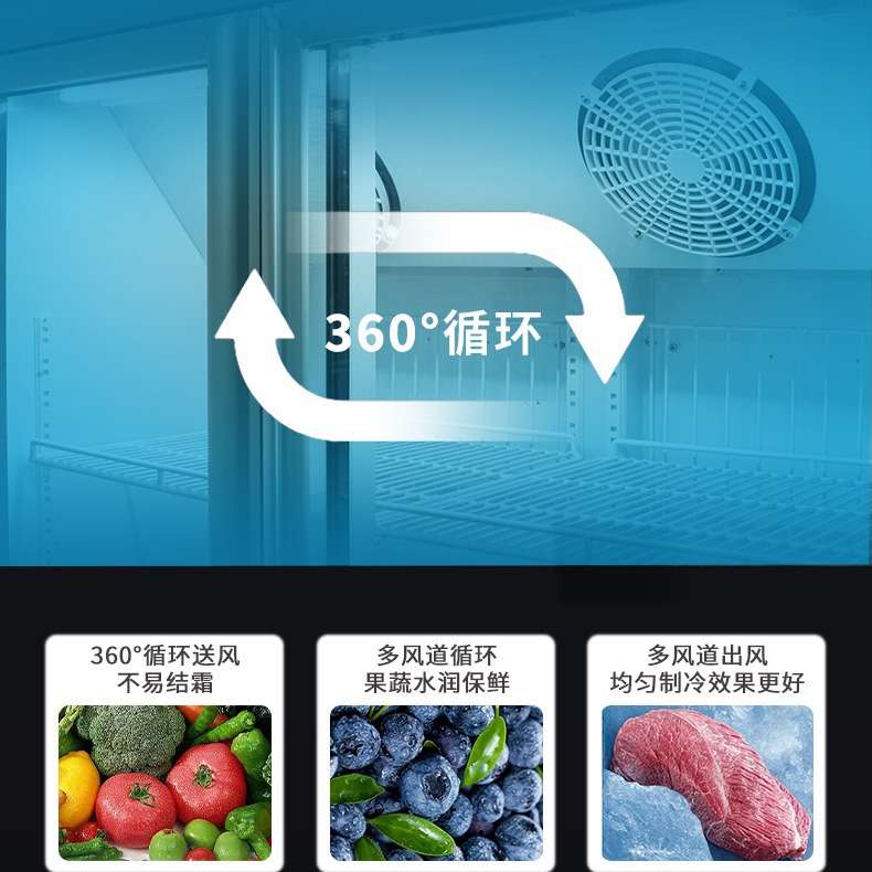 风冷冰箱保鲜柜商用超市陈列柜便利店冷藏双门饮料柜立式展示柜