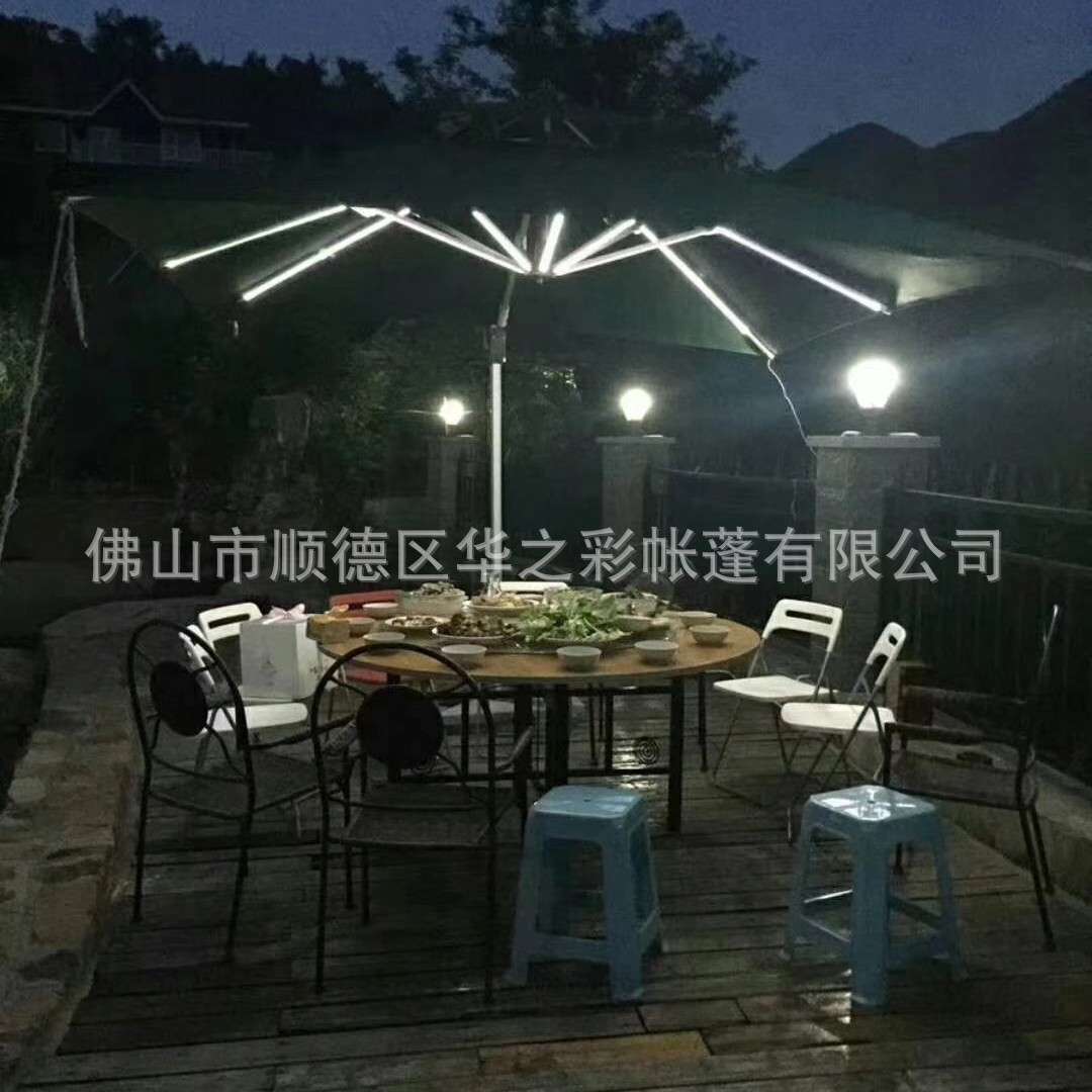 铝合金罗马伞360°旋转单边侧立伞遮阳伞LED灯太阳能伞休闲庭院伞