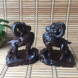 黑檀木雕摆件领头羊 十二生肖羊摆件工艺品实木手工雕刻厂家