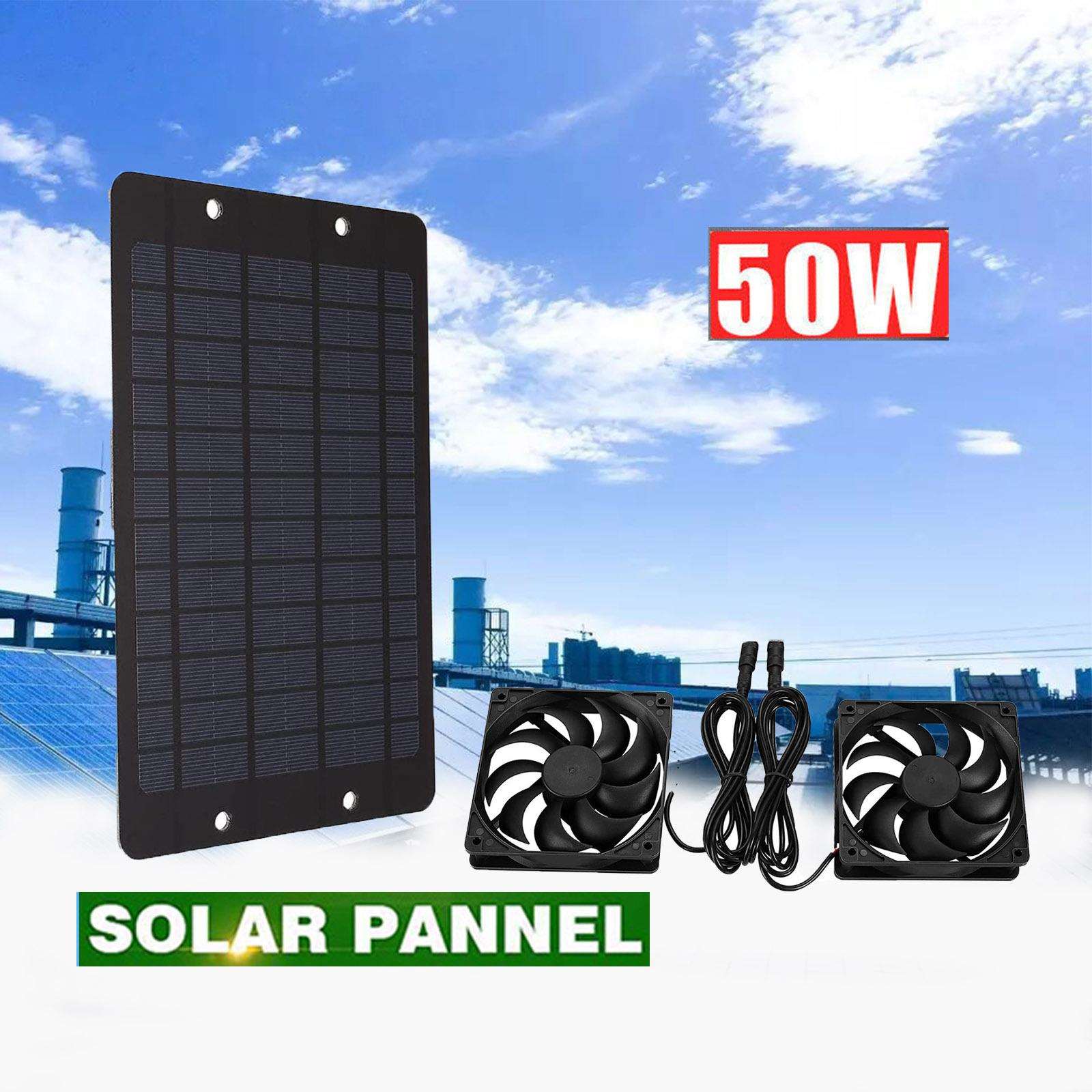 10W12V 太阳能双风扇 电动通风机带保护网 宠物排气扇便携式能源