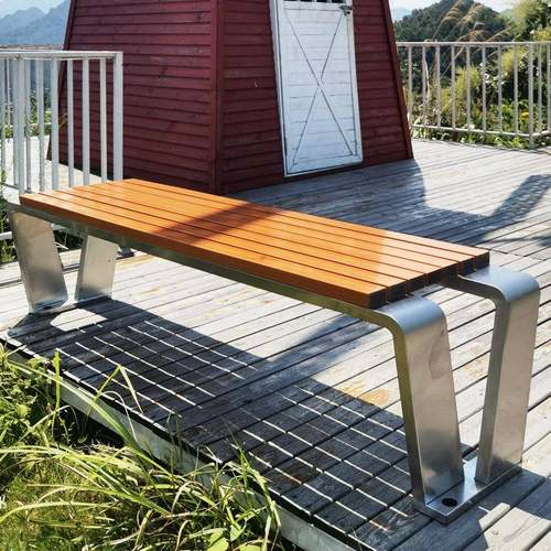 长椅坐凳等候椅现代简约塑木实木不锈钢交叉椅户外公园椅厂家