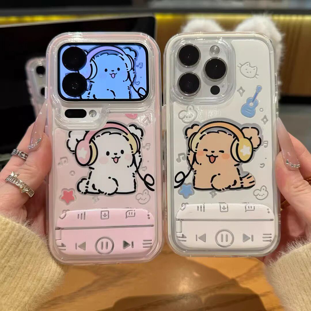 耳机小狗适用苹果17一对套华为mate80pura70小米15红米K90手机壳X300女S50PROMINI防摔Y500情侣nova13FINDX9