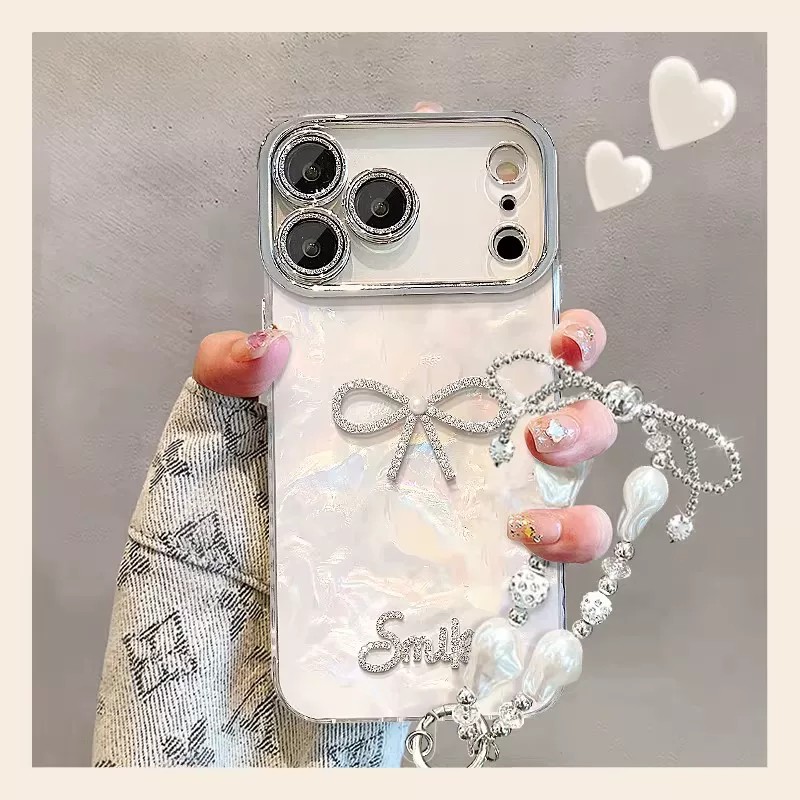 珍珠蝴蝶结适用华为nova15pro手机壳nova14贝壳纹nove13por手链套nova12小众11镜头膜nv9高级nova8全包7简约